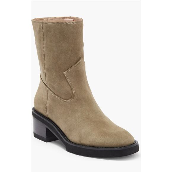 Stuart Weitzman Boulevard Moto Bootie Tan Size 10 NEW Suede Leather Lug Sole - Picture 1 of 9
